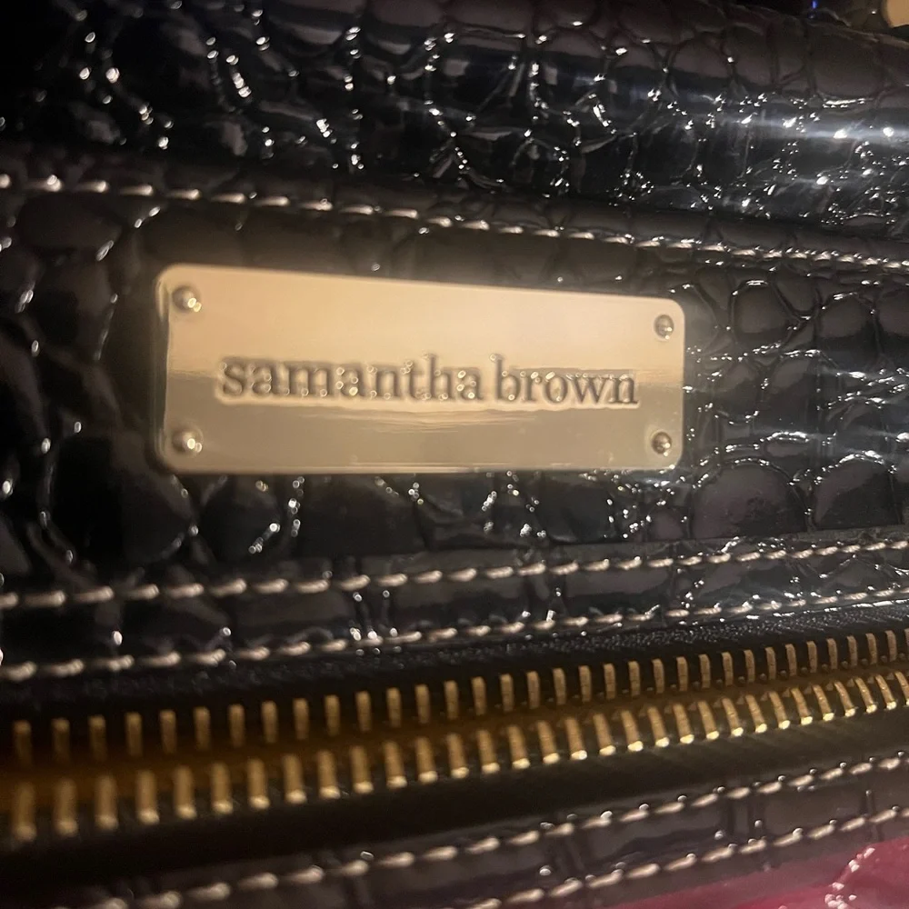 Samantha Brown Red Faux Snakeskin & Black Trim Tote - Picture 2 of 4